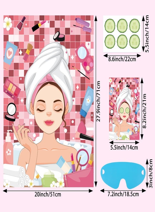 Atiloy Spa Party Games Pin The Cucumbers on The Girl Large Spa Party Games Poster With 42 Pcs Cucumber Stickers Blindfolds Game Makeup Party Decorations for Kids Girls Women Birthday Slumber Party Supplies - Image 2